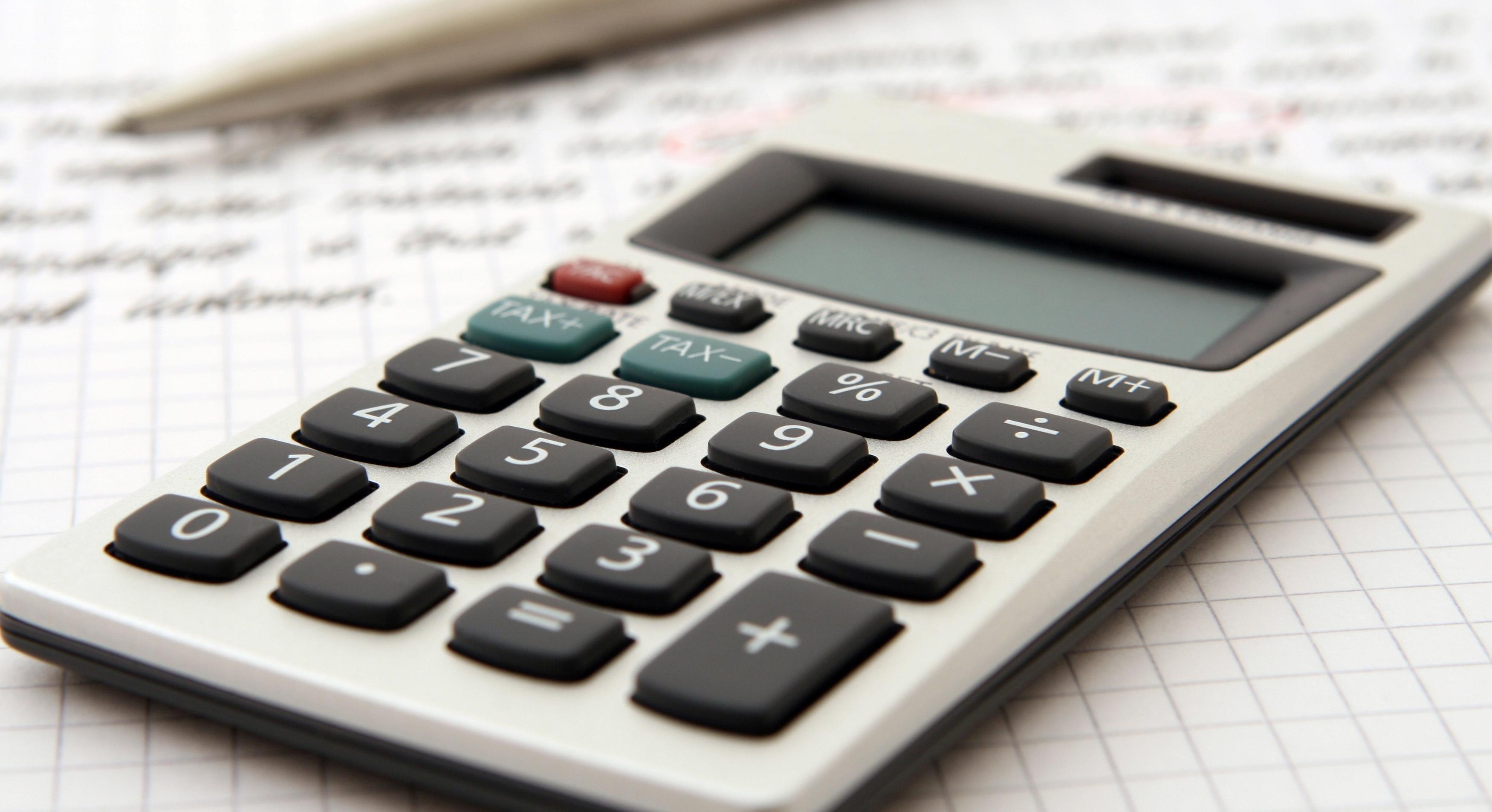 calculator laying flat on a desk